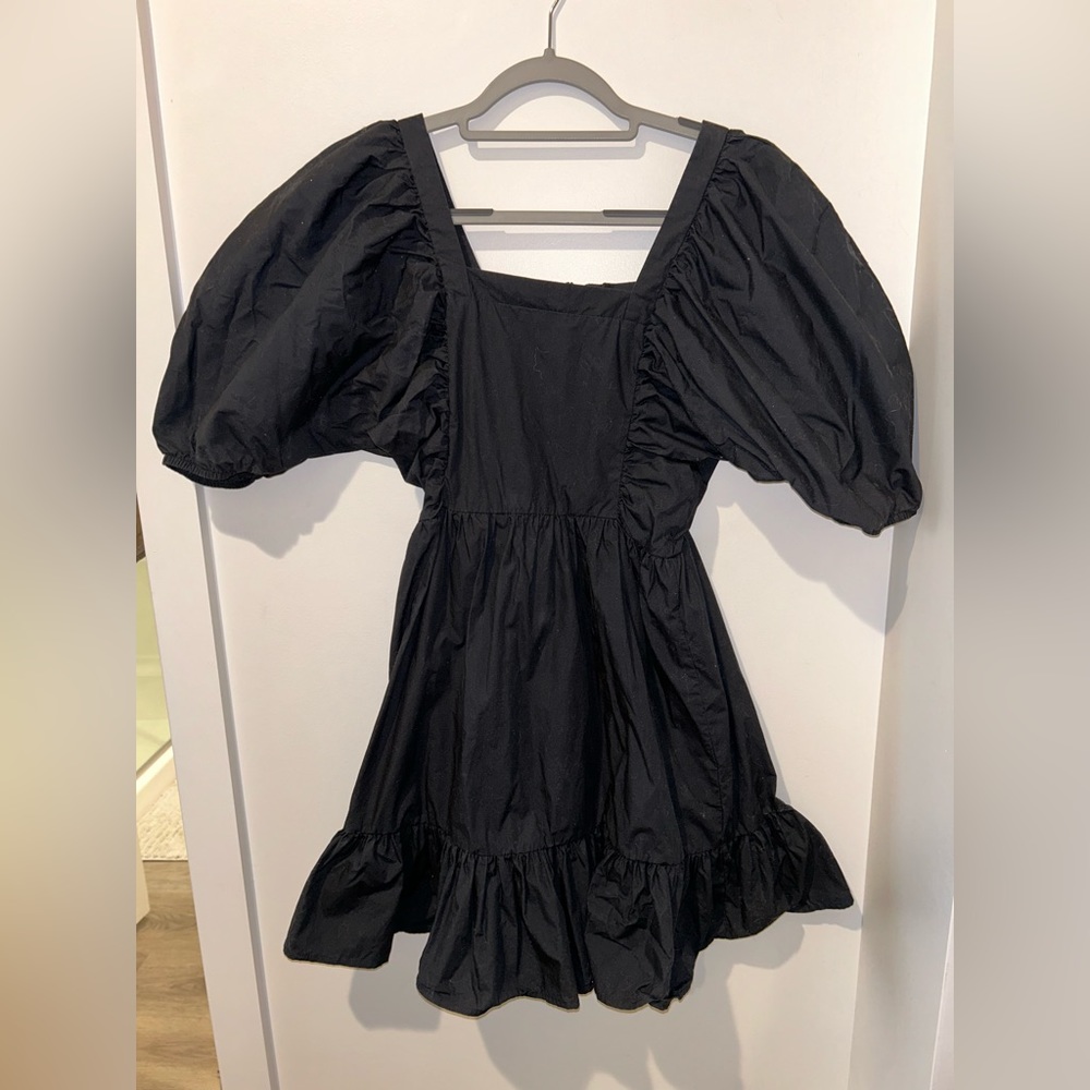 Black dress with puffy sleeves